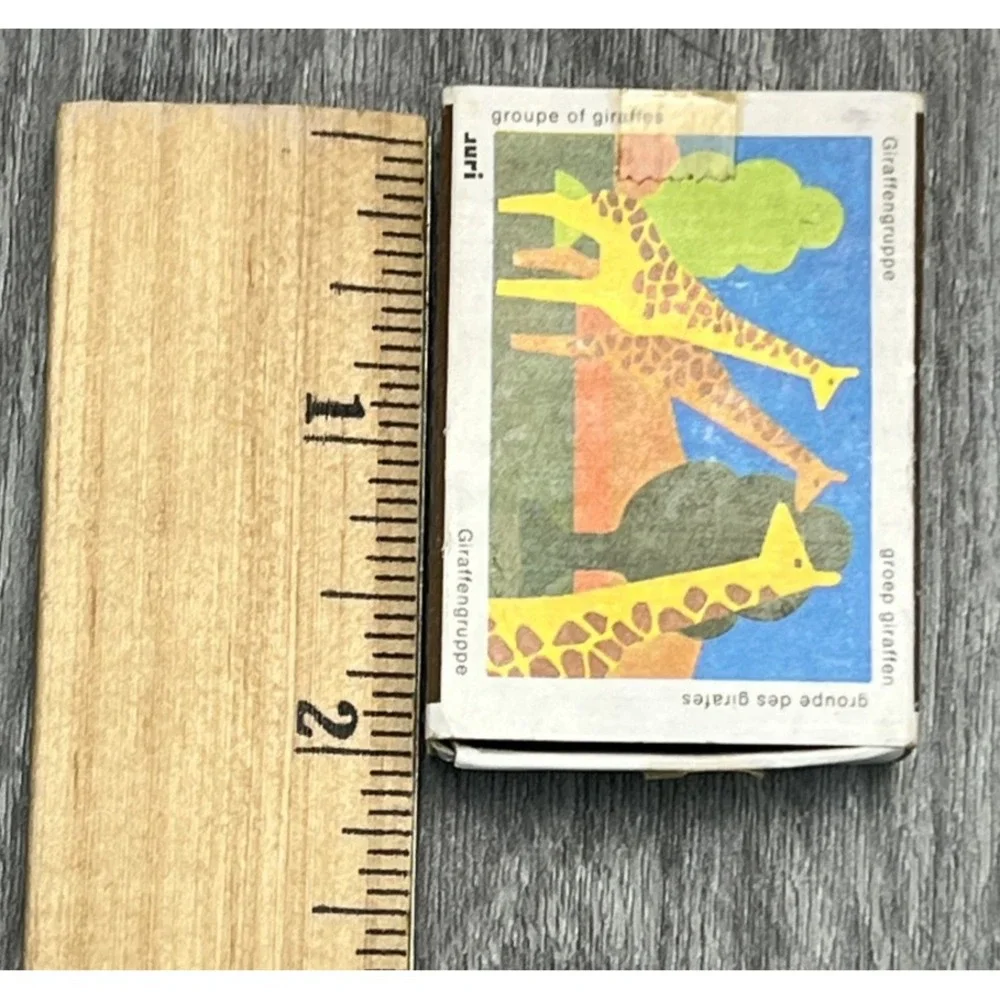Vintage Juri Giraffengruppe Wooden Building Blocks Puzzle Toy Made in W. Germany
